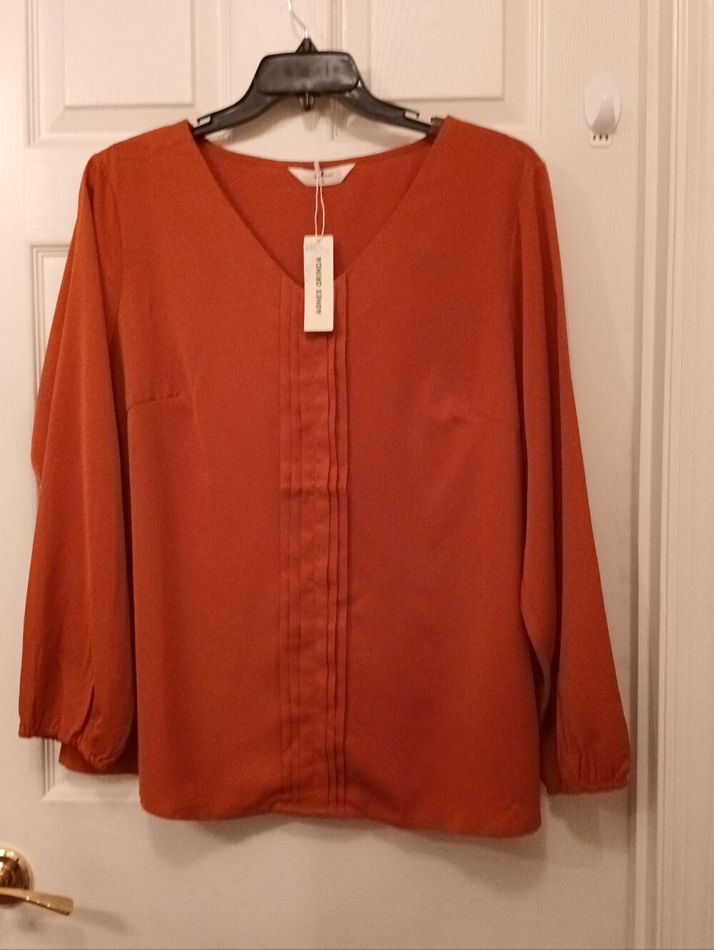 Agnes Orinda NWT Long Sleeve Blouse Women's Size 2X Rust Orange Neutral Fall